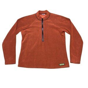 Melanzana Micro Grid Half Zip Pullover Sweater Burnt Orange Womens Size Medium